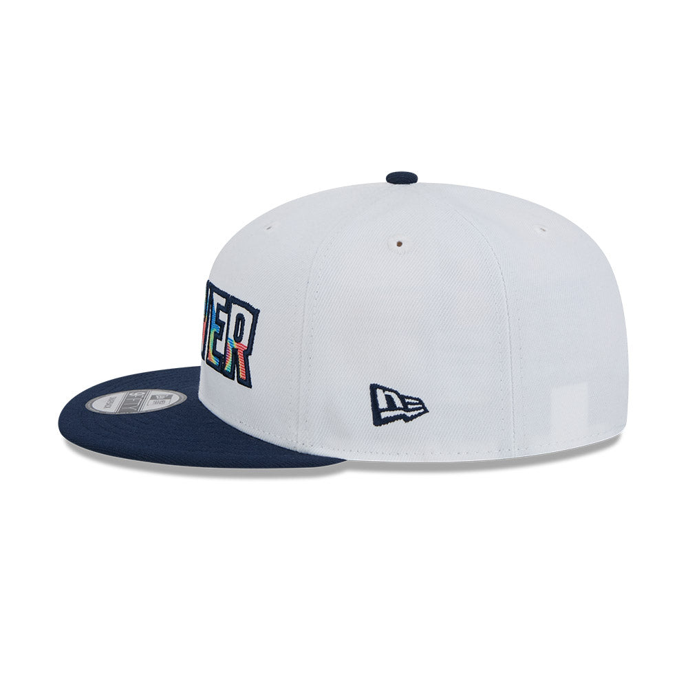 Denver Nuggets Hat - NBA 2024-2025 City Edition White Navy 9Fifty Snapback Cap - New Era